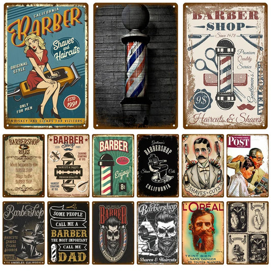 Cartel de hojalata de barbería, póster de pared vintage, letrero de metal, placa de pared decorativa, placa de cocina, accesorios de decoración vintage de metal