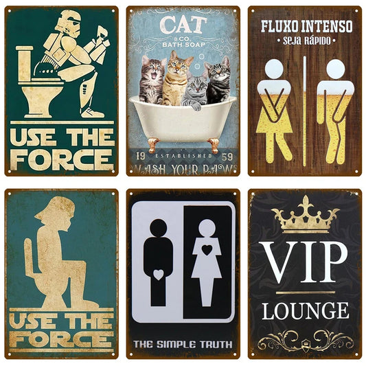 Toilet Metal Sign Industrial Deco Vintage Poster Vintage Retro Tin Sign Aesthetic Living Room Metal Wall Decor Decoration Mural