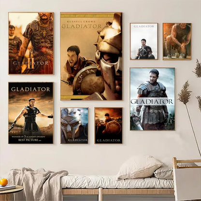 Gladiator Classic Movie Anime Posters Sticky Decoracion Painting Wall Art White Kraft Paper Wall Decor