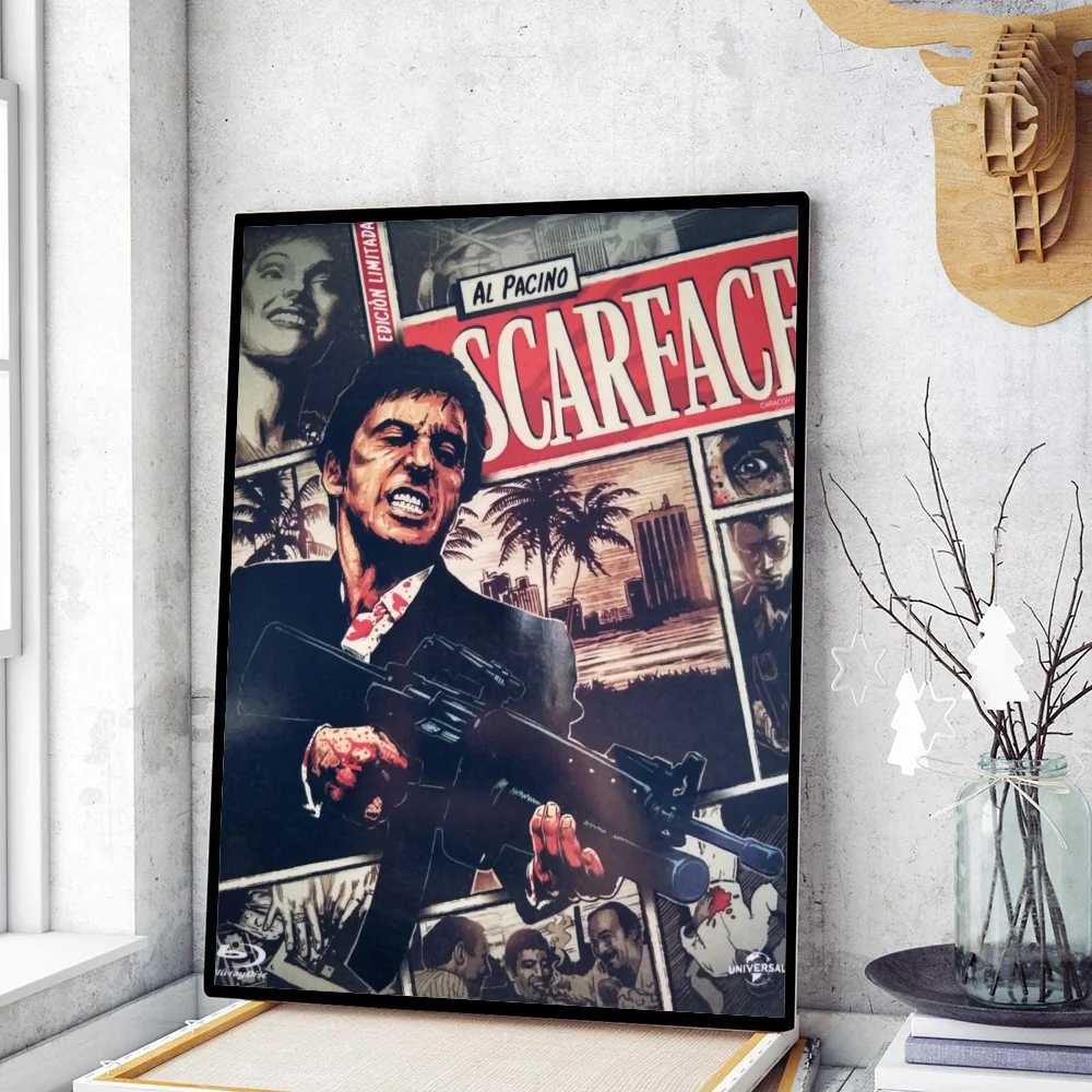 Scarface The World is Yours Movie Poster Movie Sticky Posters Retro Kraft Paper Sticker DIY Room Bar Cafe Art Wall Painting