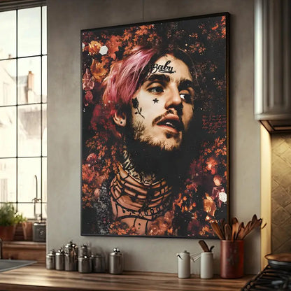 Rapper Singer Lil Peep Classic Anime WhitePaper Poster Sticker for Living Room Bar Decorants Aesthetic Art Wall Painting