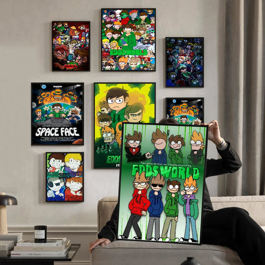 Cartoon Cute Eddsworld  Anime Posters Sticky Decoracion Painting Wall Art White Kraft Paper Wall Decor