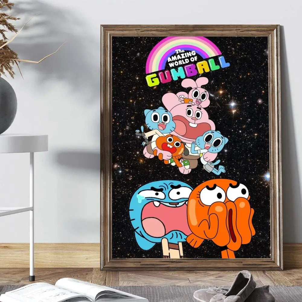 The Amazing Funny W-world Of Gumball Poster Anime Posters Sticky HD Quality Wall Art Retro Posters for Home Kawaii Room Decor