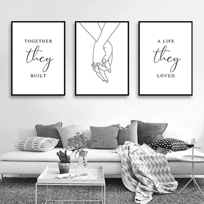 Scandinavian Style Love Poster Black and White Kraft Paper Poster Home Decoration Painting Wall Sticker Room Picture Painting