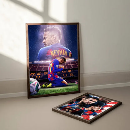 Póster de estrella de fútbol N-Neymar, arte de pared adhesivo, pósteres retro para decoración de habitaciones kawaii, pósteres clásicos, pintura decorativa