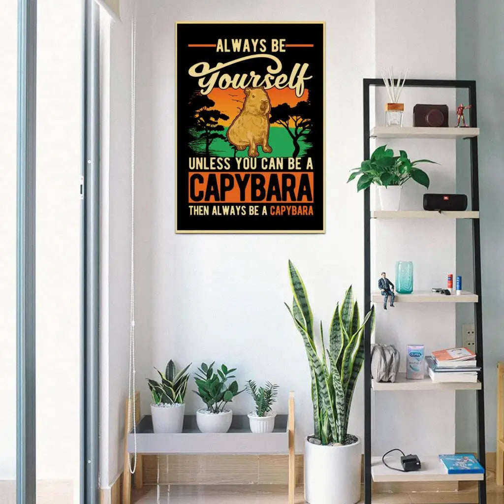 Pósteres de pared de animales divertidos para habitación de bebé, pósteres decorativos de animales de capibara, pósteres retro de papel kraft kawaii, pósteres para el hogar, sala de estar