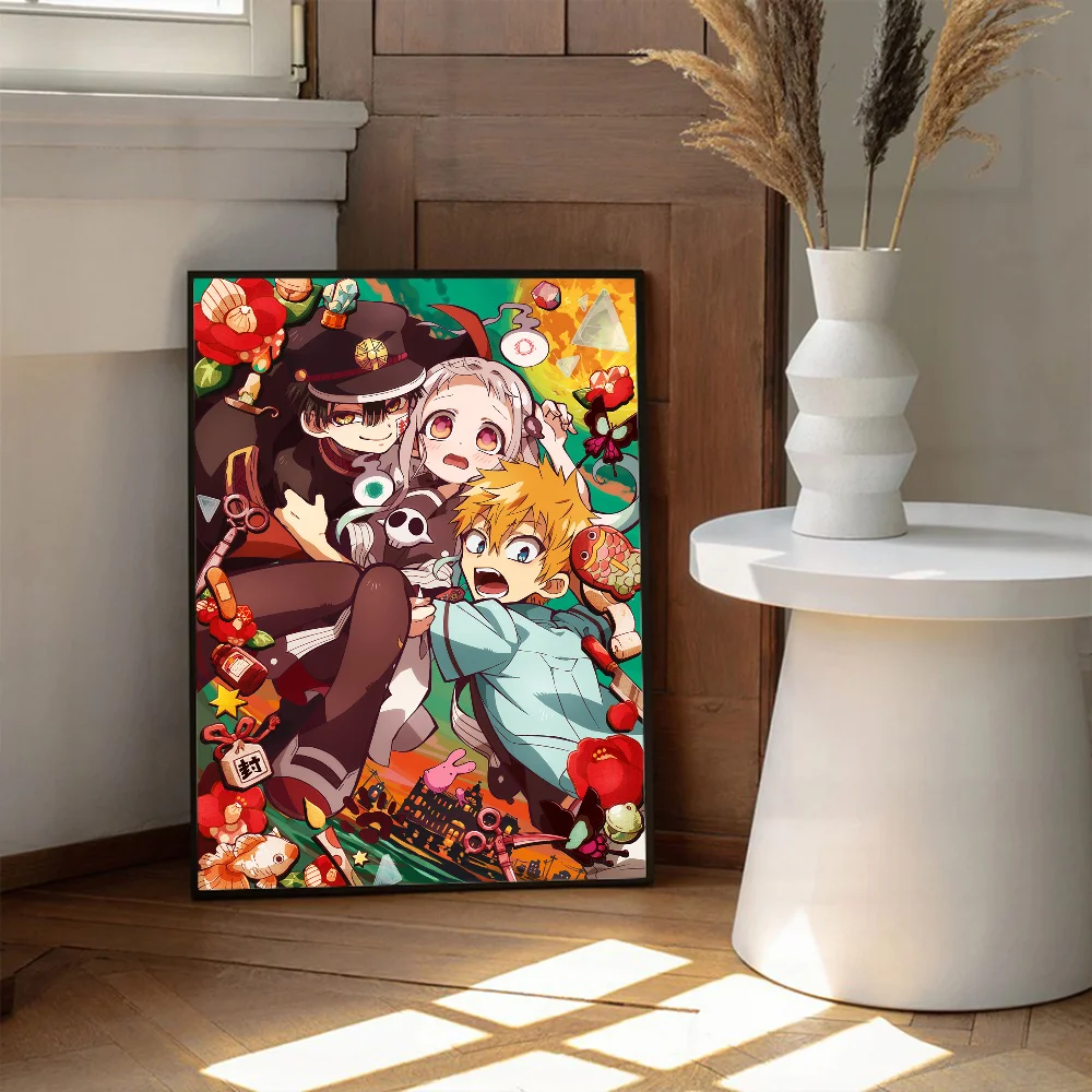 Póster de anime de dibujos animados de la película Hanako-kun en el baño, pósteres adhesivos de papel Kraft retro, pegatinas para bricolaje, bar, cafetería, arte estético para pared