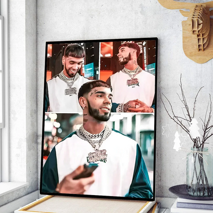 Póster de película de rapero de hip hop Anuel AA, pósteres adhesivos de papel Kraft retro, pegatinas para pared, arte estético para bar o cafetería