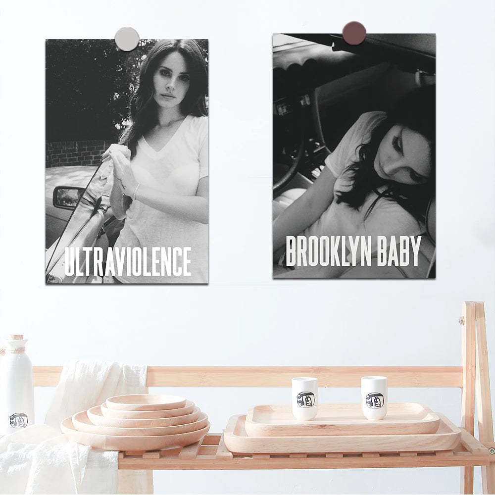 10 piezas de pósteres de Lana Del Rey con forma de tarjeta Born To Die Violet Bent Backwards Over the Grass Paradise Singer, pegatinas de pared para habitación, bar, decoración artística