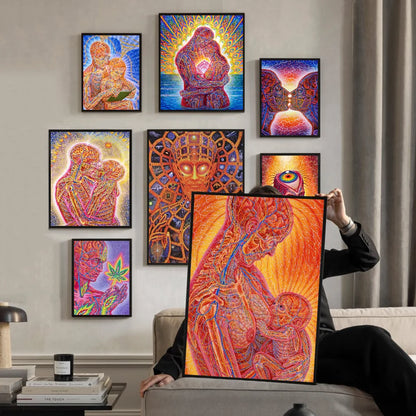 Abstract Alex Grey Trippy Psychedelic Classic Movie Posters Fancy Wall Sticker for Living Room Bar Decoration Room Wall Decor