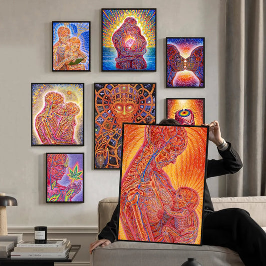 Abstract Alex Grey Trippy Psychedelic Classic Movie Posters Fancy Wall Sticker for Living Room Bar Decoration Room Wall Decor