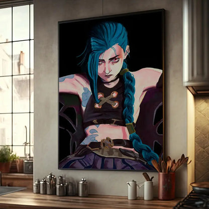 Cartoon Anime Game Arcane L-LOL Jinx Main Art Movie Posters Fancy Wall Sticker for Living Room Bar Decoration Room Wall Decor