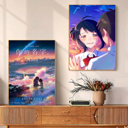 Pósteres vintage de anime japonés con tu nombre, impresiones en papel blanco adhesivo, pósteres, ilustraciones, pegatinas de pared