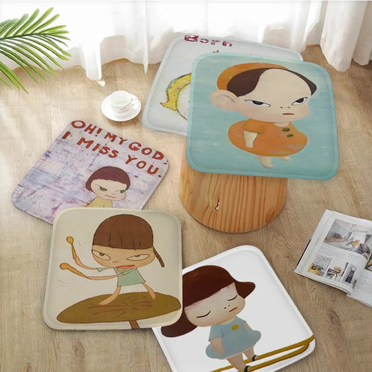 Yoshitomo Nara Dream Doll Round Chair Mat Soft Pad Seat Cushion For Dining Patio Home Office Indoor Outdoor Garden Stool Seat