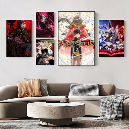 Anime Black Clover Self-adhesive Art Poster Whitepaper Prints Posters Artwork Aesthetic Art Wall Painting