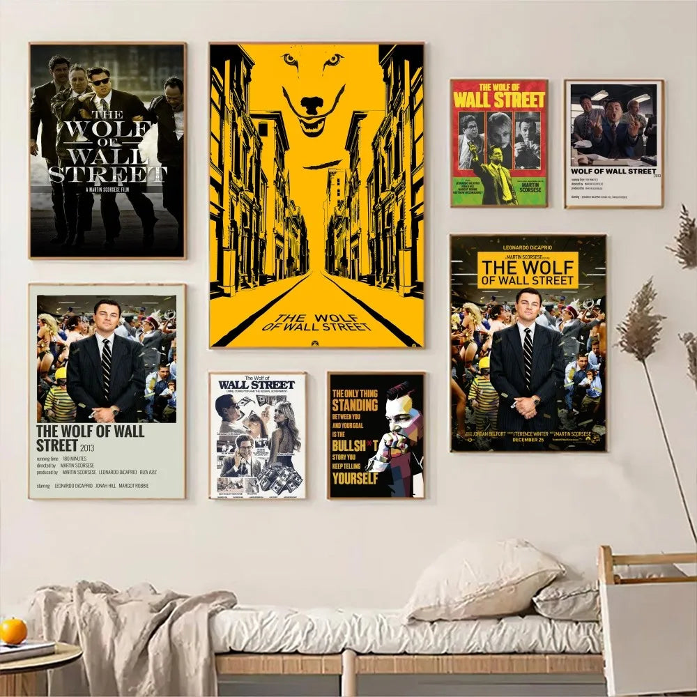 The Wolf of Wall Street Classic Movie Posters Waterproof Paper Sticker Coffee House Bar Decor Art Wall Stickers