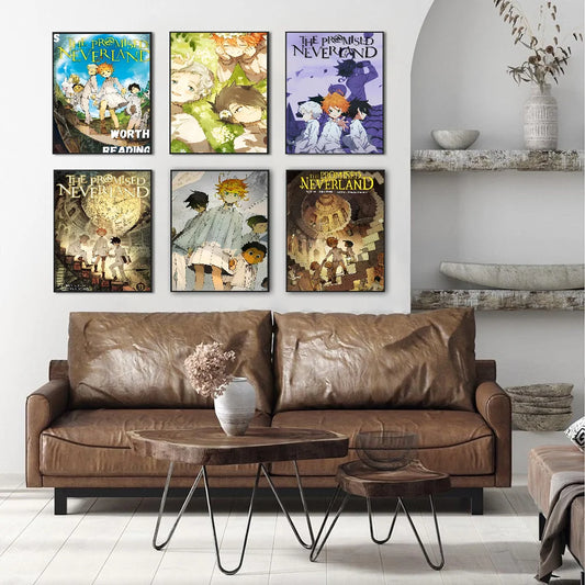 The Promised Neverland Good Quality Prints and Posters Whitepaper Sticker DIY Room Bar Cafe Vintage Decorative Painting