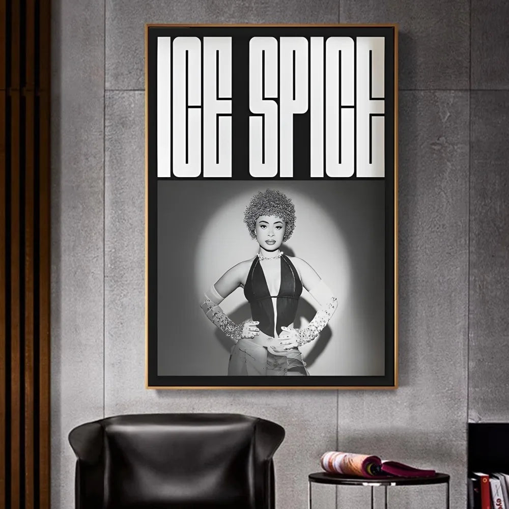 Ice Spice Rapper Self-adhesive poster Kraft Paper Prints and Posters Home Room Bar Cafe Decor Born To Die Ultraviolence Art Wall