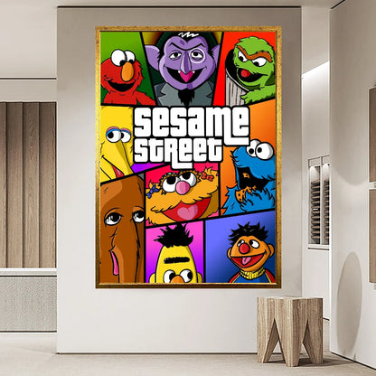 Sesame Cartoon Street Cookie Anime Self-adhesive Art Poster Whitepaper Prints Posters Artwork Aesthetic Art Wall Painting