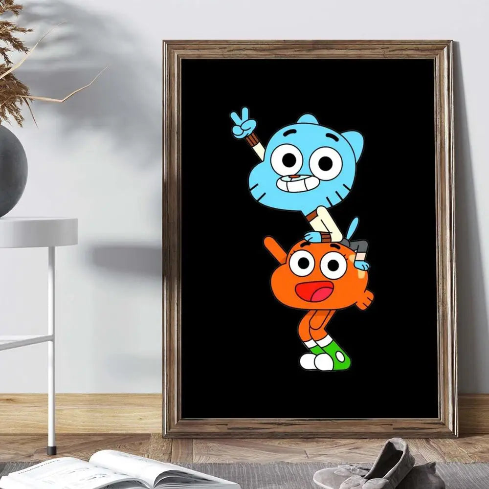 The Amazing Funny W-world Of Gumball Poster Anime Posters Sticky HD Quality Wall Art Retro Posters for Home Kawaii Room Decor