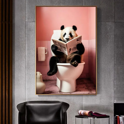 Chimpanzee Cat Dog giraffe Animal to Toilet Poster Home Furnishing Decoration Highend paper Poster Wall Study Home Living Room