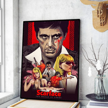 Scarface The World is Yours Movie Poster Movie Sticky Posters Retro Kraft Paper Sticker DIY Room Bar Cafe Art Wall Painting