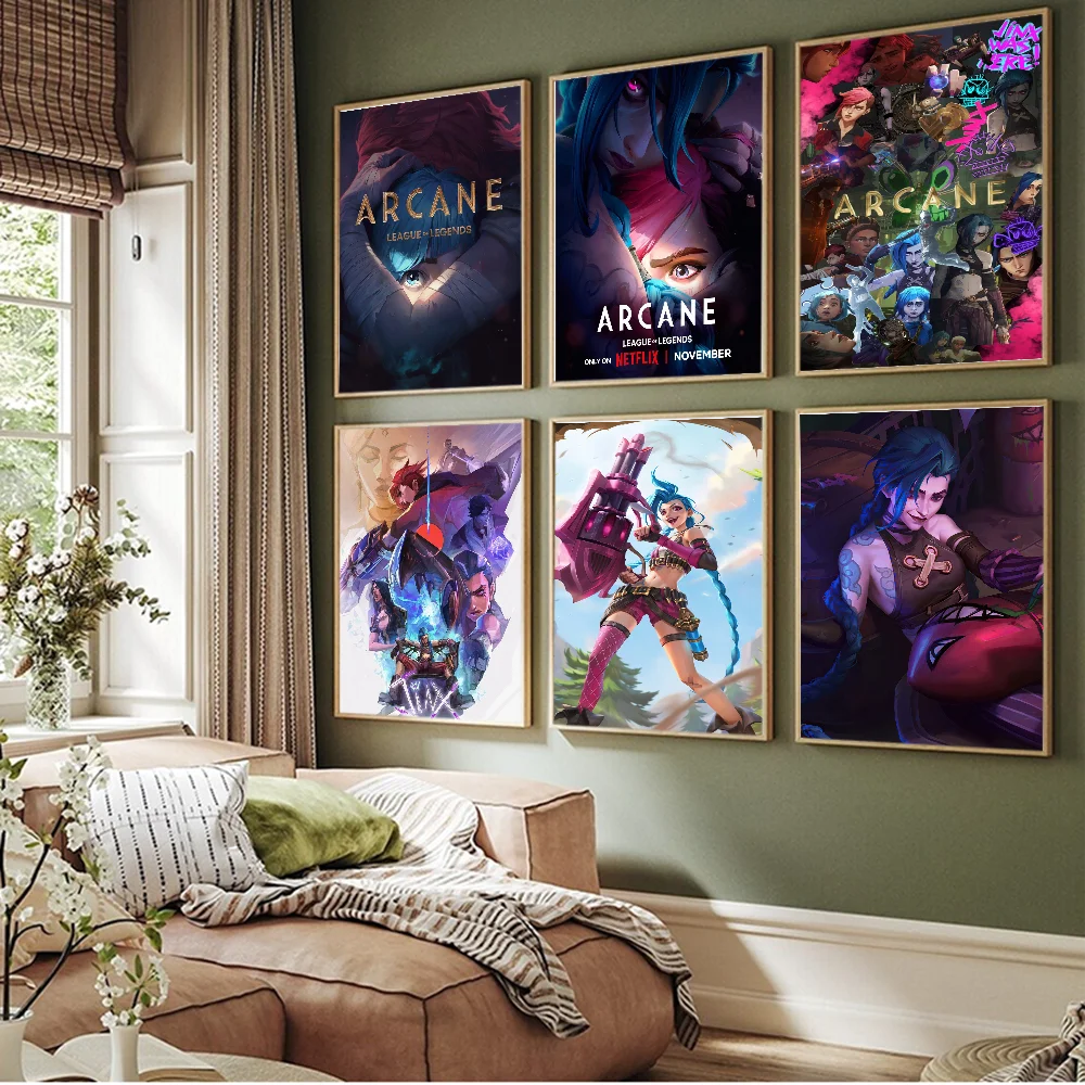 A-Arcane L-League of L-Legends Self-adhesive Art Poster Whitepaper Prints Posters Artwork Aesthetic Art Wall Painting