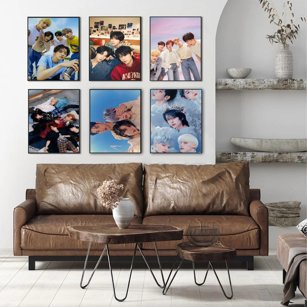 Pósteres de anime Kpop T-Tomorrow X T-Together TXT, póster adhesivo de calidad HD, arte de pared, pintura, estudio, decoración de pared