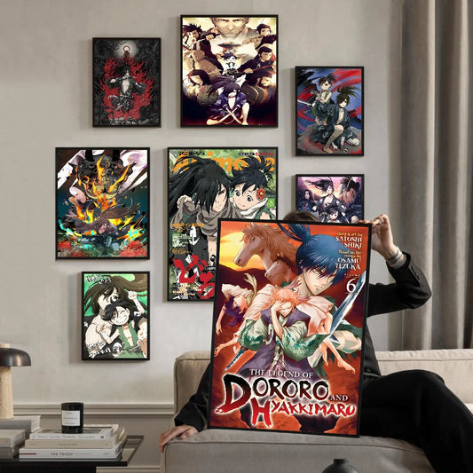 Póster de anime Dororo, pósteres de anime, pósteres retro adhesivos de calidad HD para pared, decoración de habitaciones kawaii para el hogar