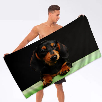 Dachshund Dog Towel Microfiber Beach Towel Absorbent Quick dry Soft Yoga Swimming Resort Mountain Climbing Towel