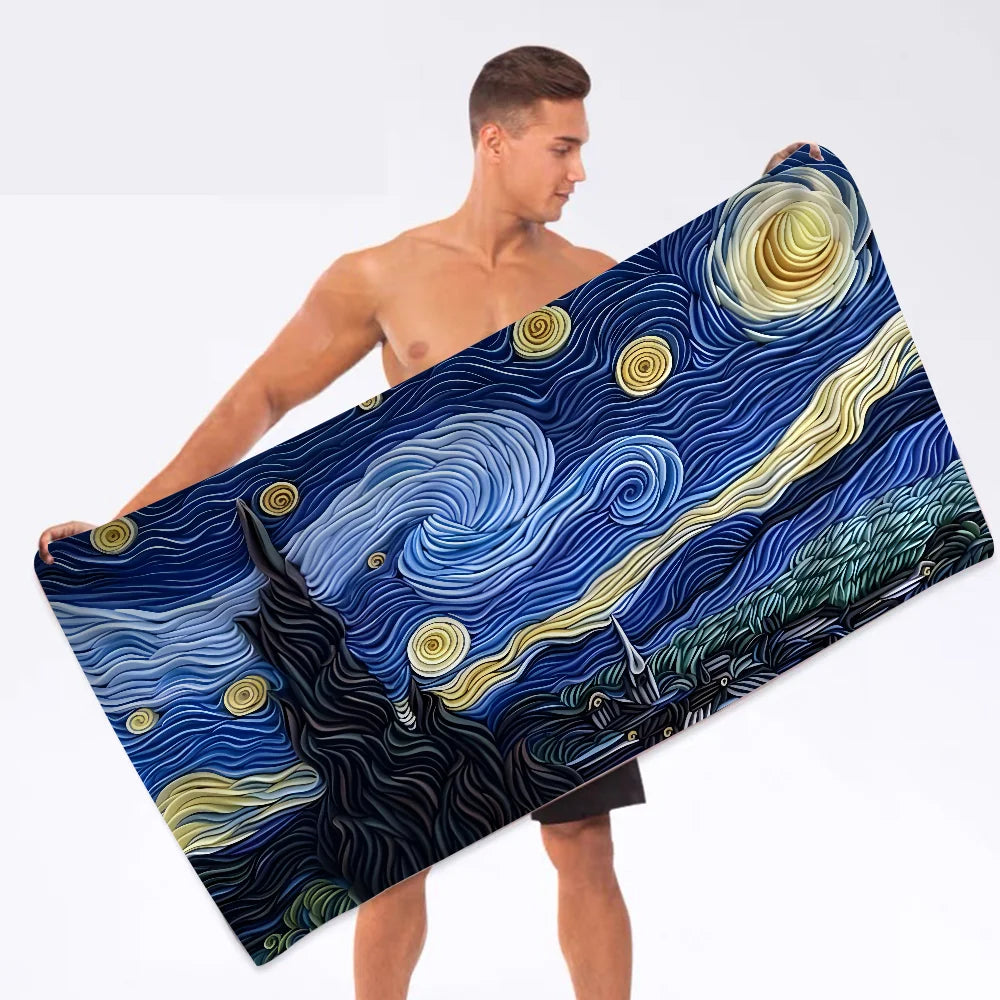 Van Gogh Art Painting Towel Microfiber Beach Towel Absorbent Quick dry Soft Yoga Swimming Resort Mountain Climbing Towel