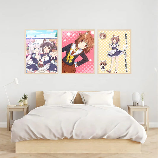 Póster adhesivo DIY de la película Anime Nekopara, pegatinas de papel impermeables, pegatinas para cafeterías y bares, pintura para pared