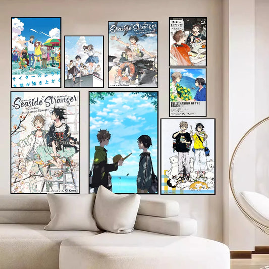 The Stranger by the Beach Anime Posters Sticky Waterproof Paper Sticker Coffee House Bar Kawaii Room Decor