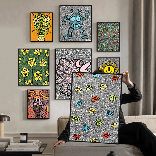 Graffiti-Art Mr Doodle Wall Art Poster Prints Nordic Aesthetic Picture Painting for Living Home Bar Gaming Boy Room Decoration