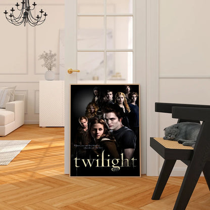 Póster autoadhesivo de la película T-Crepúsculo Edward Bella, impresiones en papel blanco, carteles, obras de arte, decoración del hogar