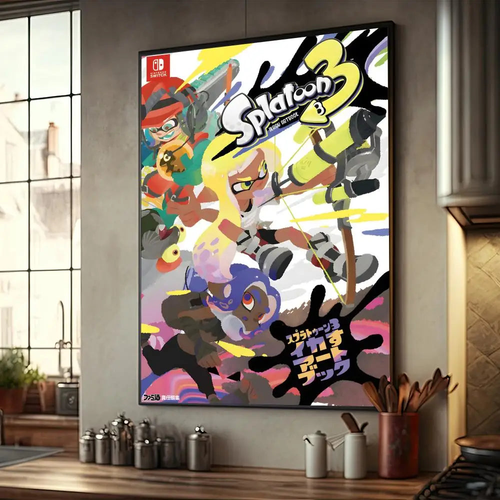 ゲーム S-スプラトゥーン 3 ポスター アニメ ポスター ファンシー ウォールステッカー リビングルーム バー ウォールステッカー 勉強部屋 リビングルーム デコレーション