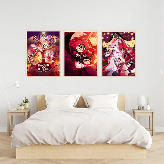 H-Hazbin Hotels Cartoon Whitepaper Poster HD Quality Poster Wall Art Painting Study Room Wall Decor