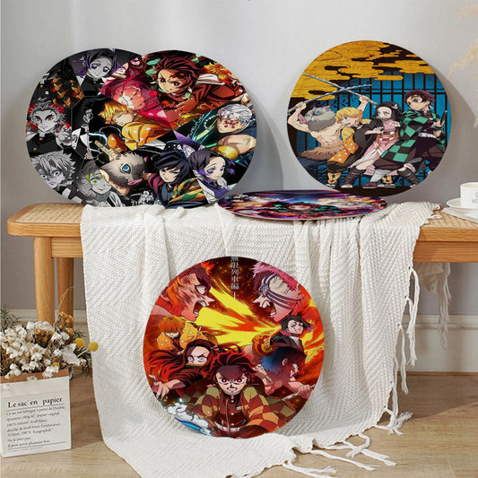 Anime Demon Slayer Cushion Mat Round Seat Cushion Office Dining Stool Pad Sponge Sofa Mat Non-Slip Chair Cushions