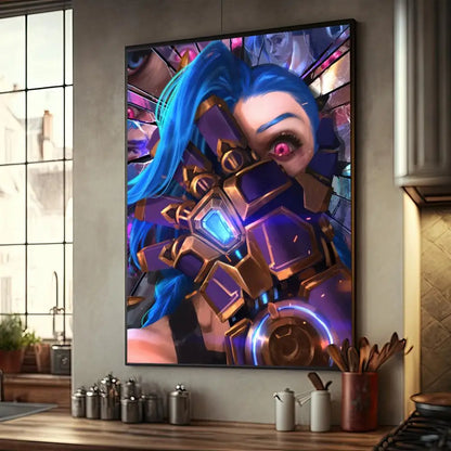 Cartoon Anime Game Arcane L-LOL Jinx Main Art Movie Posters Fancy Wall Sticker for Living Room Bar Decoration Room Wall Decor