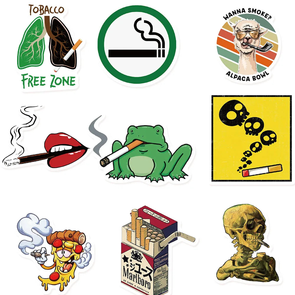 50Pcs Cartoon Tobacco Smoking Stickers For Fans Motorcycle Phone Skateboards Laptop Luggage Pegatinas Stickers