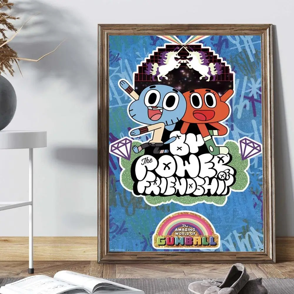 The Amazing Funny W-world Of Gumball Poster Anime Posters Sticky HD Quality Wall Art Retro Posters for Home Kawaii Room Decor