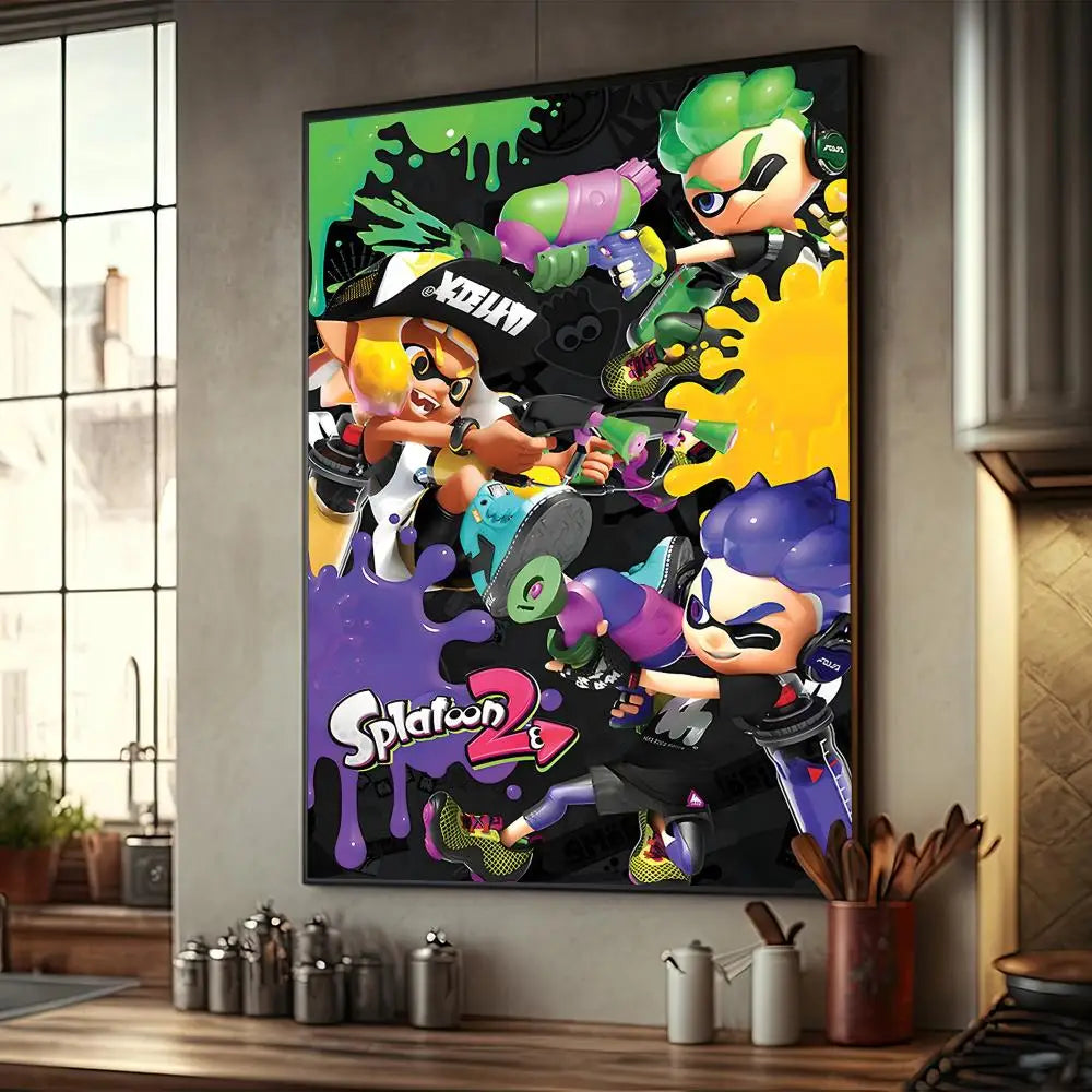 ゲーム S-スプラトゥーン 3 ポスター アニメ ポスター ファンシー ウォールステッカー リビングルーム バー ウォールステッカー 勉強部屋 リビングルーム デコレーション