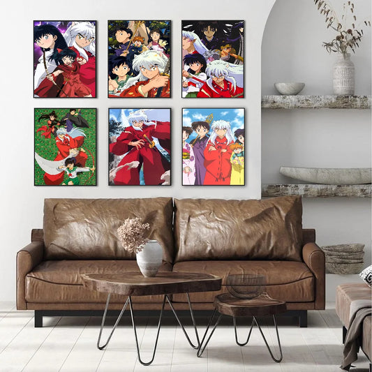 Póster de arte autoadhesivo de Inuyasha, impresiones en papel blanco, carteles, obras de arte, arte estético, pintura mural