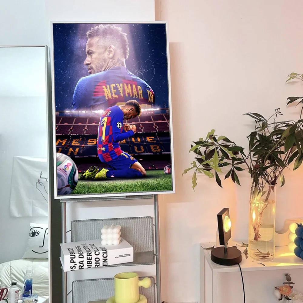 Póster de estrella de fútbol N-Neymar, arte de pared adhesivo, pósteres retro para decoración de habitaciones kawaii, pósteres clásicos, pintura decorativa