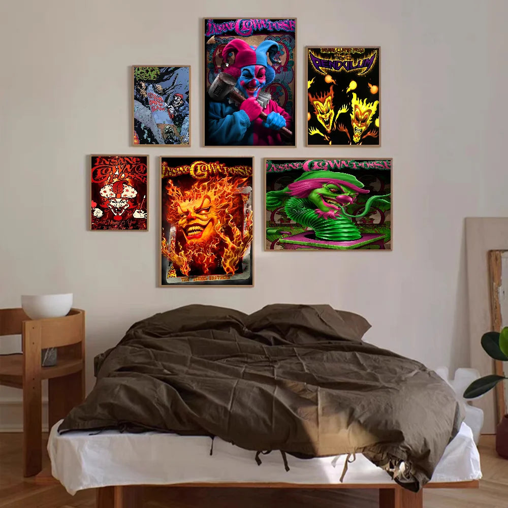 Póster de arte autoadhesivo de Insane Clown Posse, impresiones en papel blanco, carteles, obras de arte, decoración del hogar