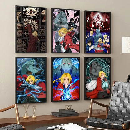 Anime Fullmetal Alchemist Whitepaper Poster Fancy Wall Sticker for Living Room Bar Decoration Decor Art Wall Stickers Painting