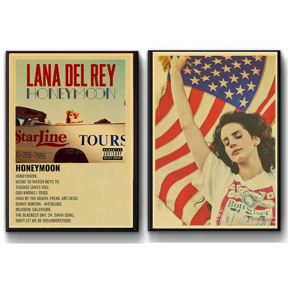 Singer Lana Del Rey Album Posters Born To Die/Paradise Retro Kraft Paper Sticker DIY Room Bar Cafe Decor Gift Art Wall Paintings