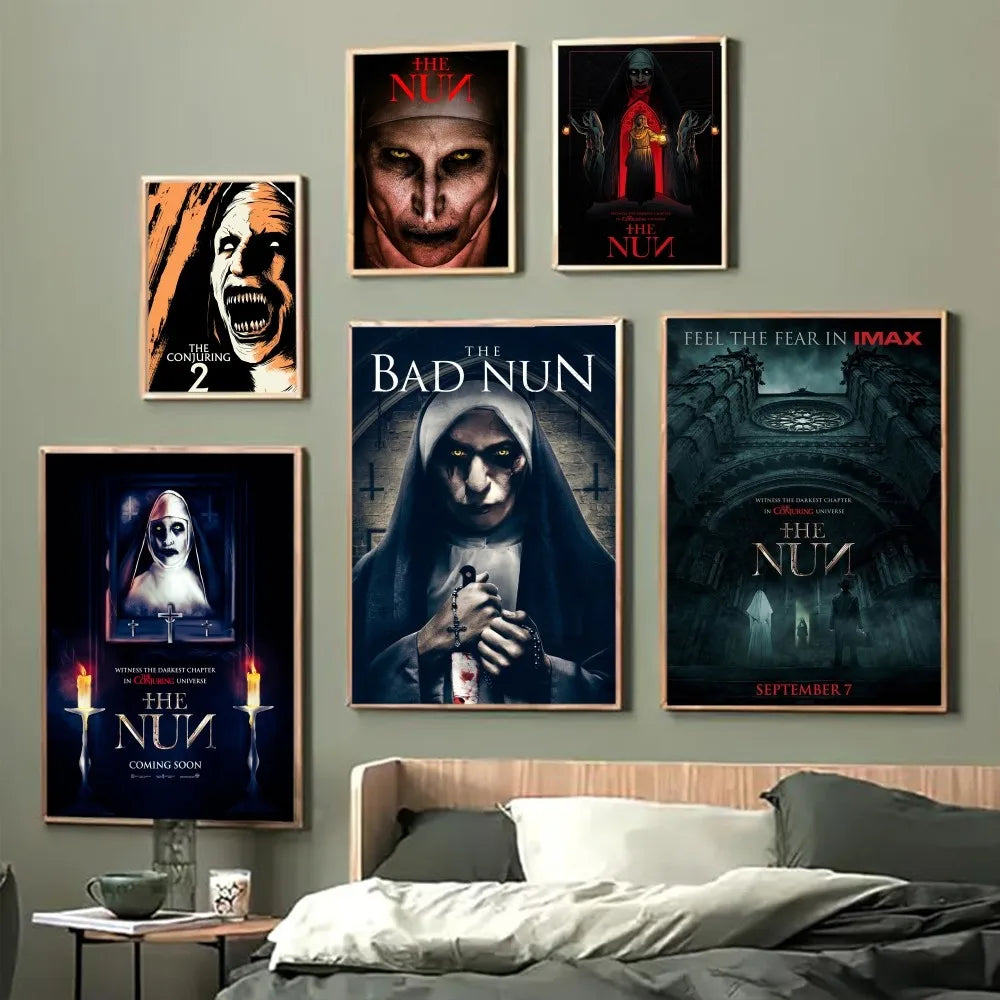 Classic Horror Movie Collection The Nun Self-adhesive Art Poster Whitepaper Prints Posters Artwork Aesthetic Art Wall Painting