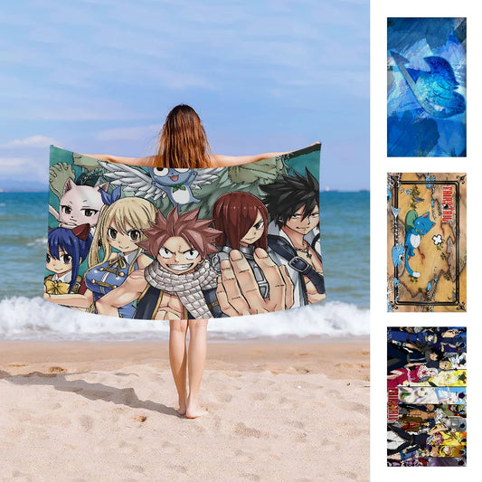 Cartoon F-Fairy Tail Anime Towel Microfiber Beach Towel Absorbent Quick dry Soft Yoga Swimming Resort Mountain Climbing Towel