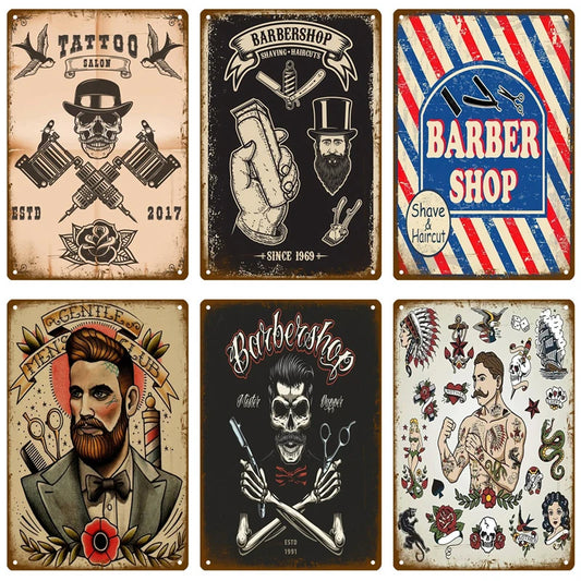 Barber Shop Tin Sign Poster Vintage Wall Posters Metal Sign Decorative Wall Plate Kitchen Plaque Metal Vintage Decor Accessories